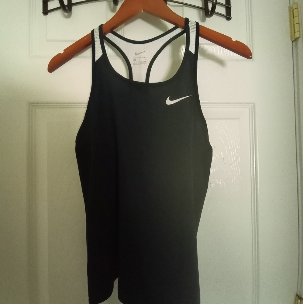 Women's White & navy Nike tank